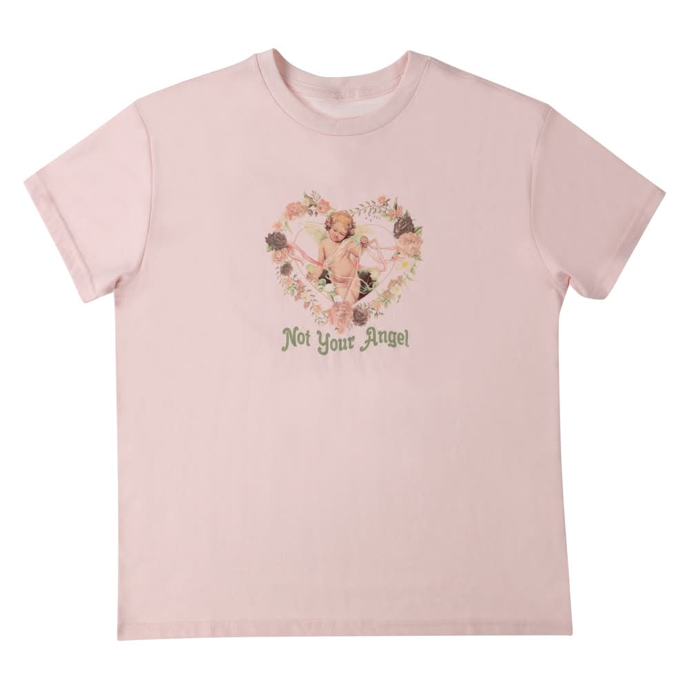 'Not Your Angel' Graphic Tee Large Light Pink