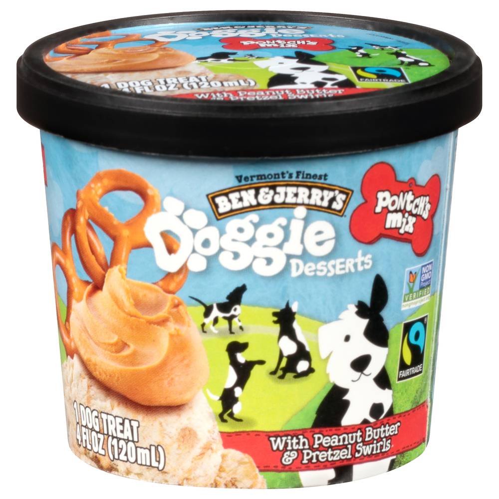 Ben & Jerry's Doggie Desserts With Peanut Butter & Pretzel Swirls Dog Treat (4 fl oz)