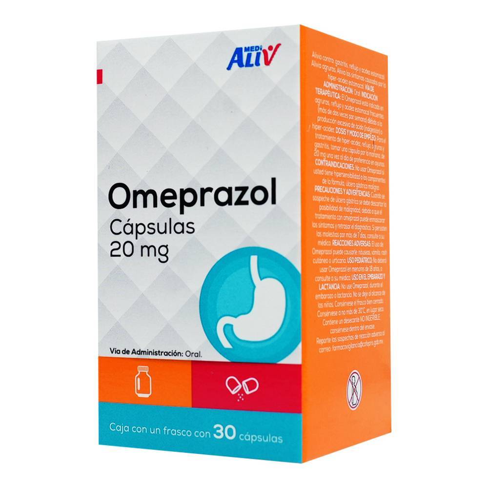 Medialiv omeprazol cápsulas 20 mg (30 piezas)