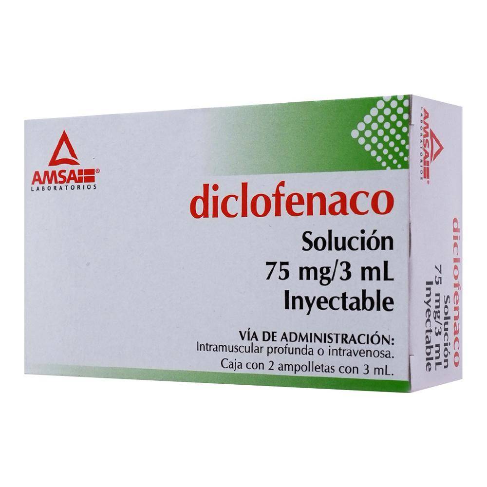 AMSA · Diclofenaco solución inyectable 75 mg/3 ml (100 g)