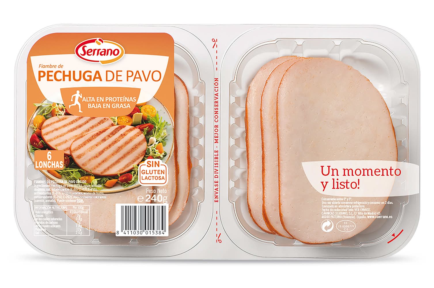 Fiambre De Pechuga De Pavo Adobada Serrano Bandeja 240 G