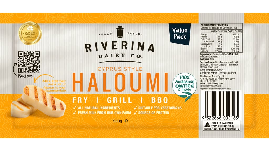 Riverina Dairy Cyprus Style Haloumi Cheese Value pack (900g)