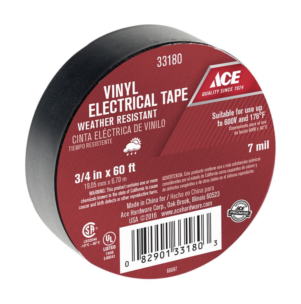 Ace 3/4 In. W X 60 Ft. L Black Vinyl Electrical Tape