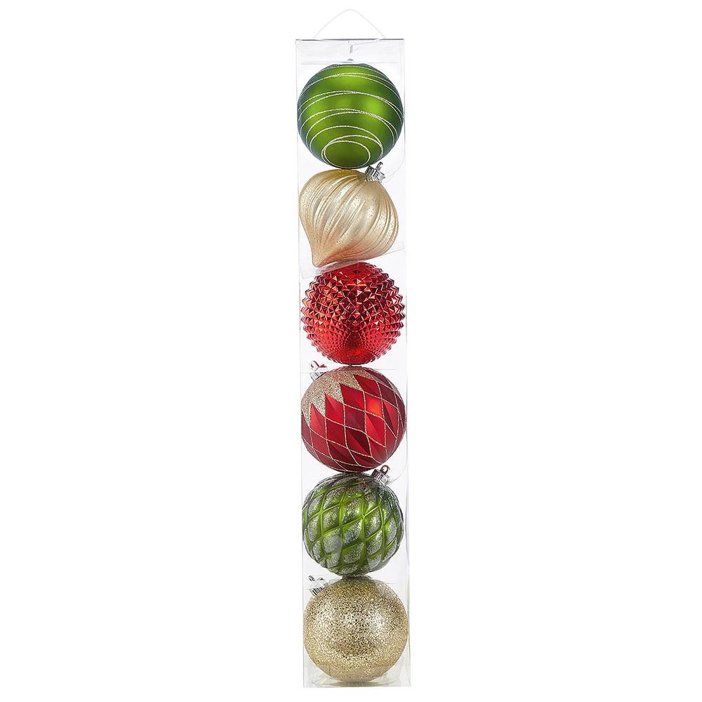 Shatter Resistant Ornaments 150mm, 6-Piece, Assorted Colors