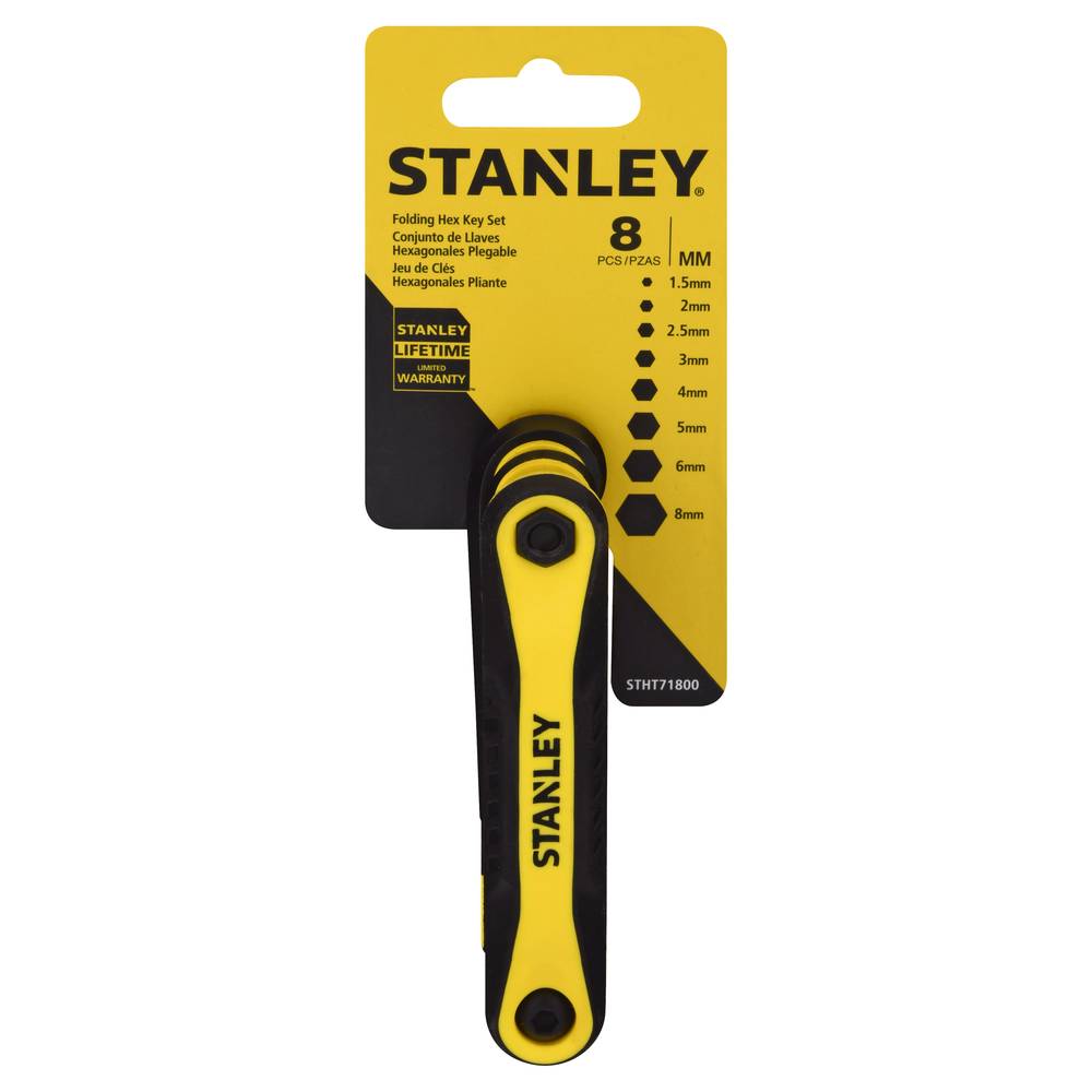 Stanley 8-Piece Black/Yellow Folding Hex Key Set