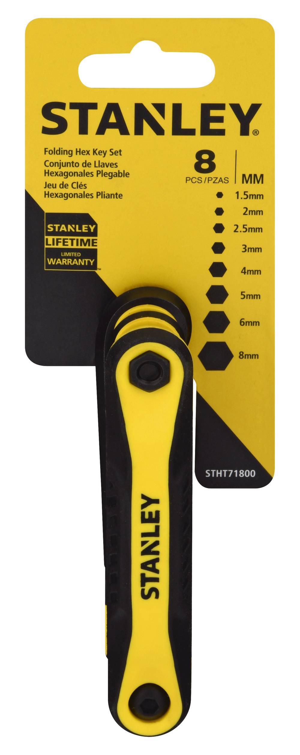 Stanley 8-Piece Black/Yellow Folding Hex Key Set