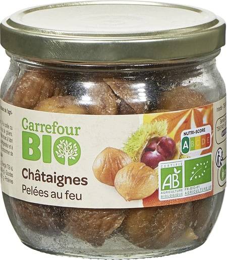 FID - Châtaignes bio pelées au feu CARREFOUR BIO - le bocal de 210g