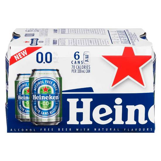 Heineken bière non alcoolisée de type lager (6x330 ml - cannettes) - alcohol free beer (6 x 330 ml)