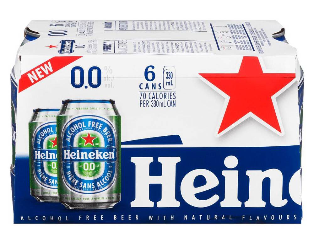 Heineken bière non alcoolisée de type lager (6x330 ml - cannettes) - alcohol free beer (6 x 330 ml)
