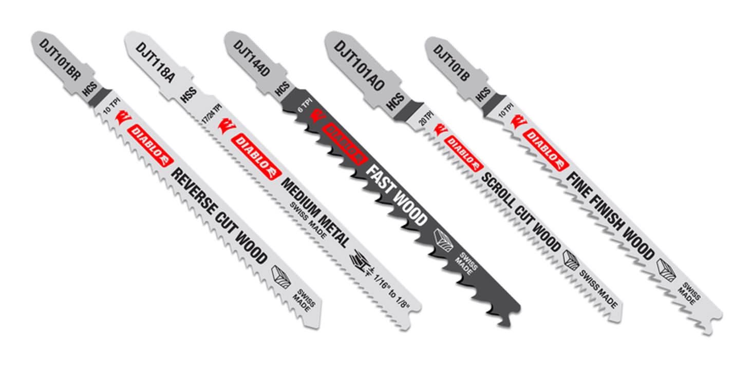 Diablo T-Shank Wood & Metal Jig Saw Blade Set 5 Pc