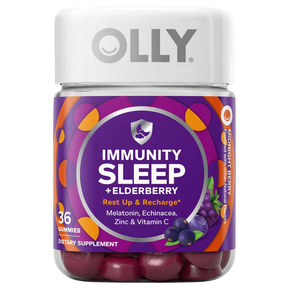 Olly Midnight Berry Immunity Sleep Gummies, Elderberry (36 ct)