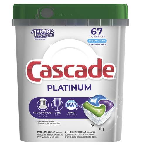 Cascade Platinum Action Pacs Dishwasher Detergent Pods, Fresh (991 g, 67 ct)