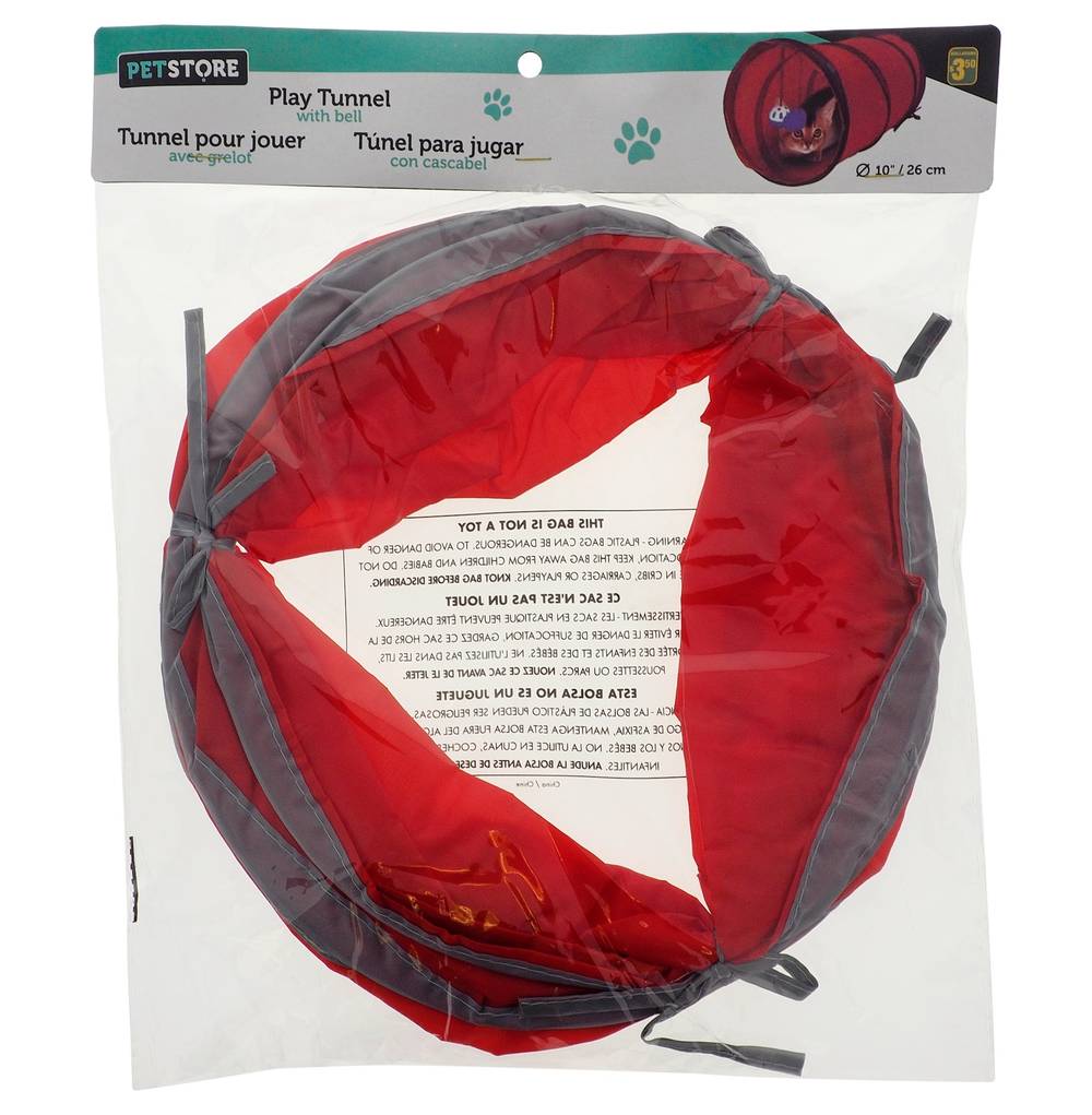 Petstore tunnel pour jouer avec grelot (10 inch) - dollarama pet store nylon cat play tunnel with bell