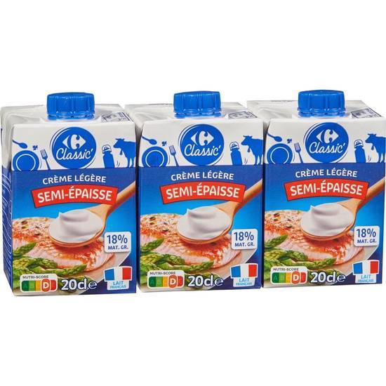 Carrefour Classic' - Crème légère semi épaisse (3 pièces)