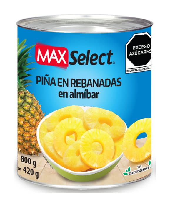Max Select · Rebanadas de piña en almíbar (800 g)