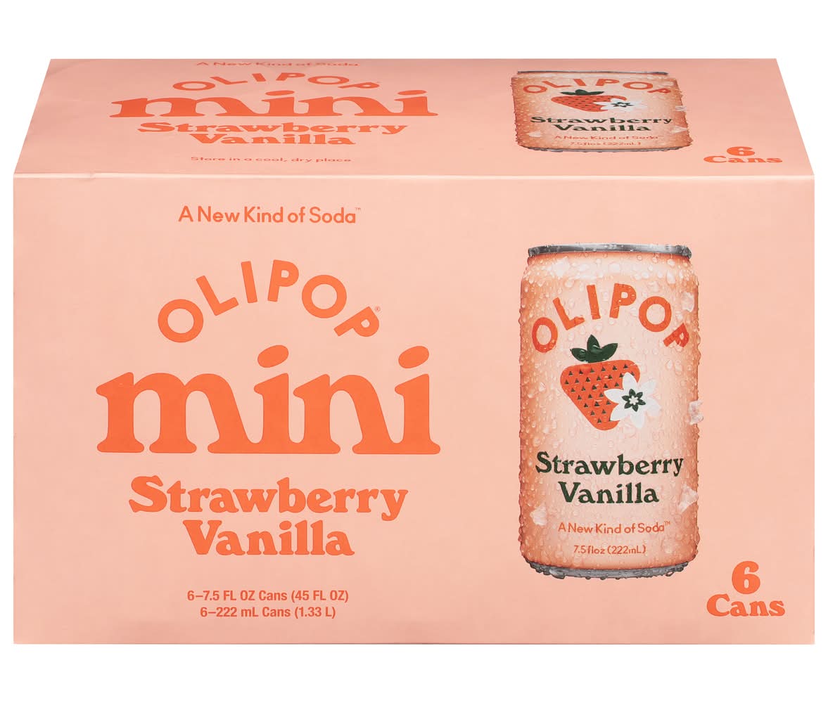 Olipop Mini's Flavored Soda, Strawberry-Vanilla (6 x 7.5 fl oz)