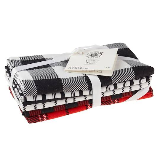 Loops & Threads Flannel Print Fabric Bundle (18 x 21 in/White-Black-Red)