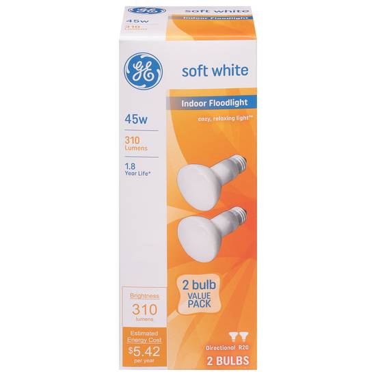 Ge Soft White 45W Indoor Bulbs (2 ct)