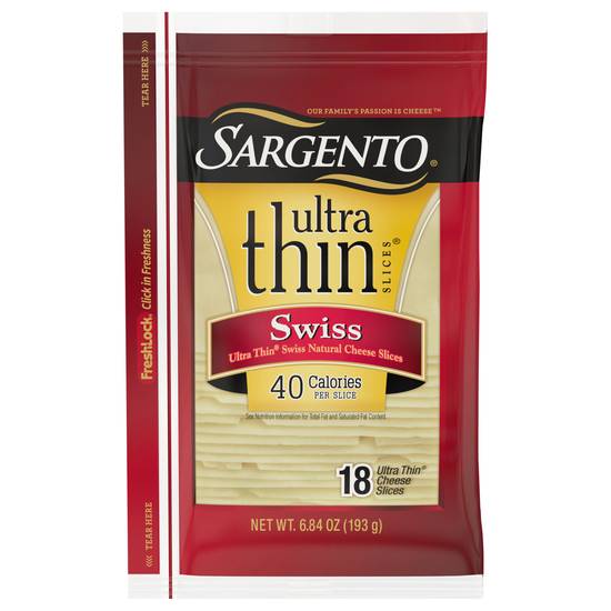 Sargento Ultra Thin Swiss Natural Cheese Slices