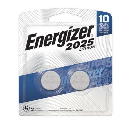 Pile miniature Energizer2025 au lithium, emballage de 2