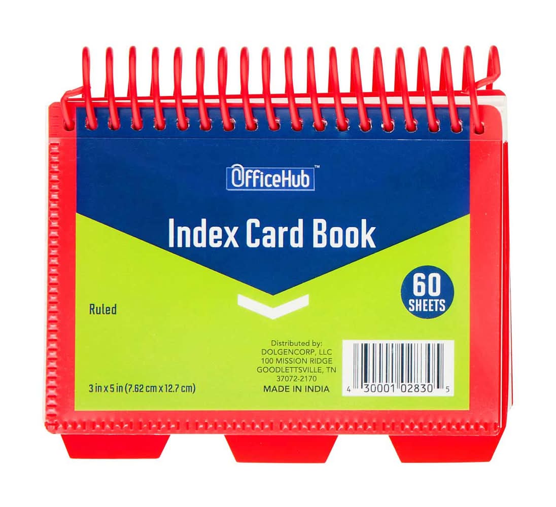 Officehub Index Card Book Ruled 3 In X 5 In 60 Sheets Assorted