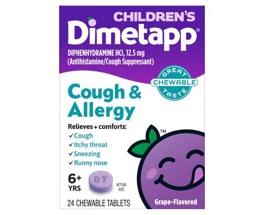 Dimetapp Children's Cough & Allergy Chewable Tablets, Grape (24 ct)