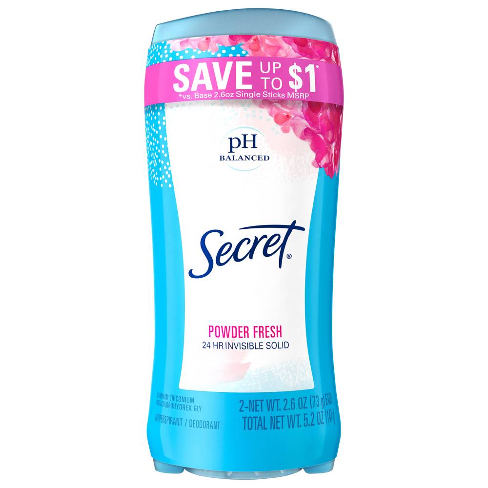Secret Twin pack Powder Fresh Invisible Solid Antiperspirant (2 ct)