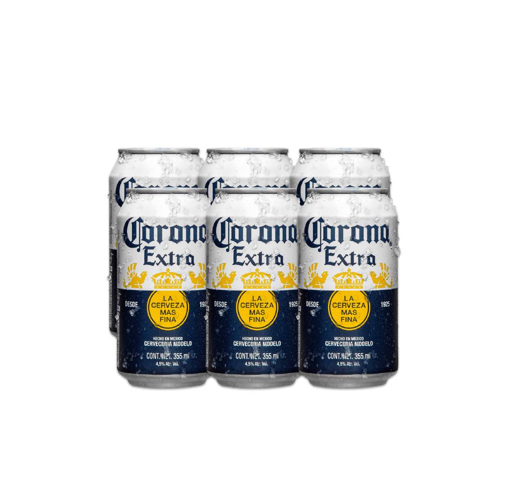 Corona cerveza clara extra (6 pack, 355 mL)