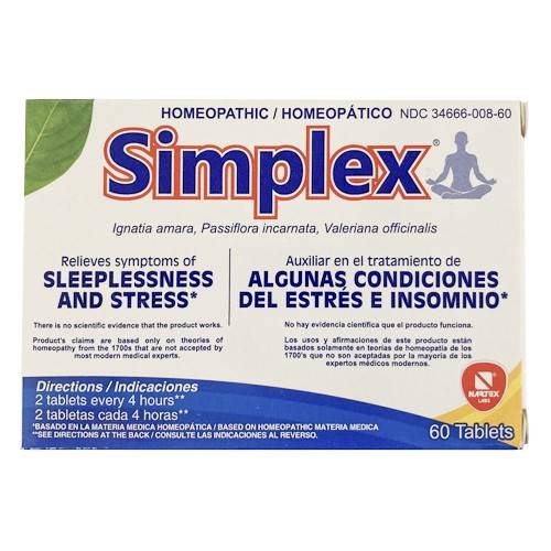 Simplex Homeopathic Sedative Tablets (60 ct)