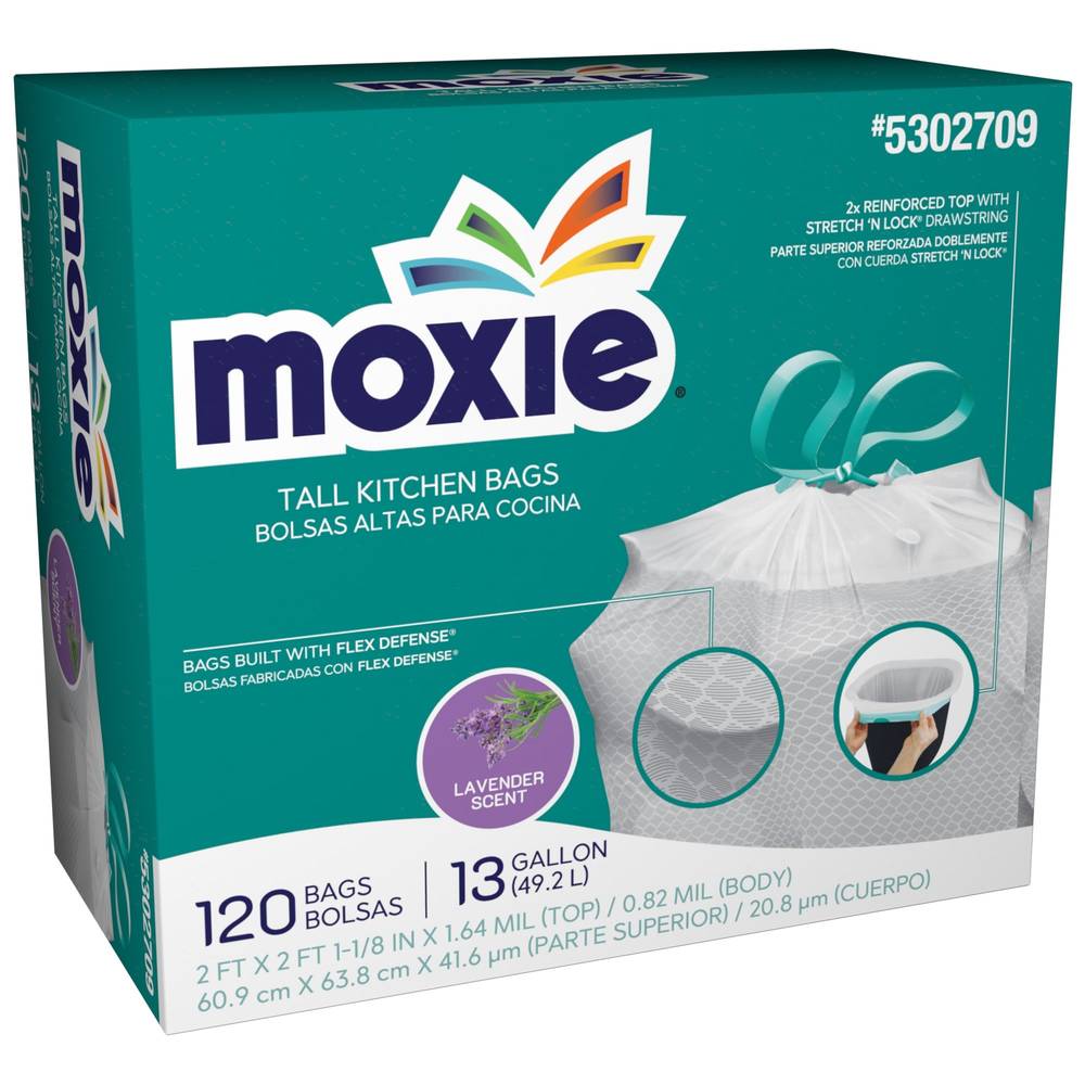 MOXIE 13-Gallon Lavender White Plastic Kitchen Drawstring Trash Bag (120-Count) | LWM13XHFN120W-L