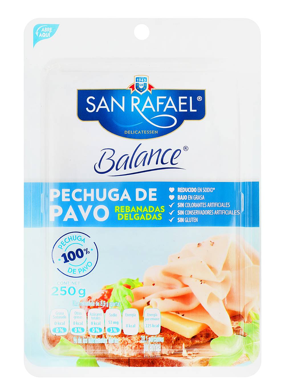 San Rafael · Balance pechuga de pavo en rebanadas delgadas (250 g)