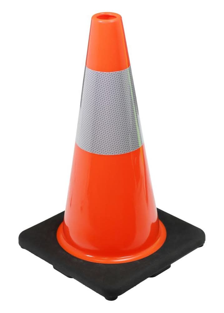 18 In. Orange Reflective Pvc Injection Molded Safety Cone With Durable Base