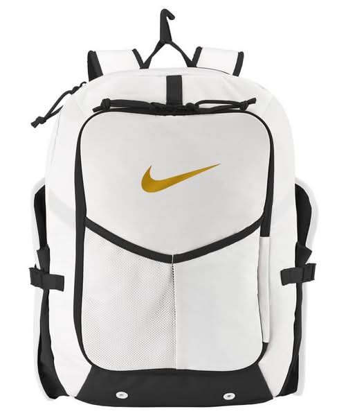 nike backpack white and gold