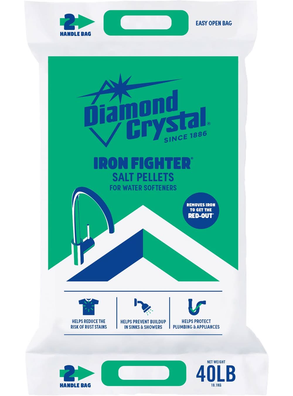 Diamond Crystal Iron Fighter Water Softener Salt Pellets 40 Lb