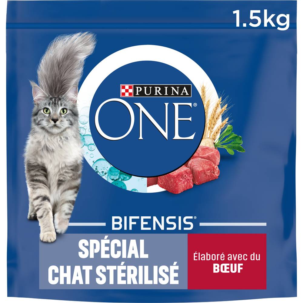 Purina One - Croquettes pour chat stérilisé, bœuf (1,5kg)