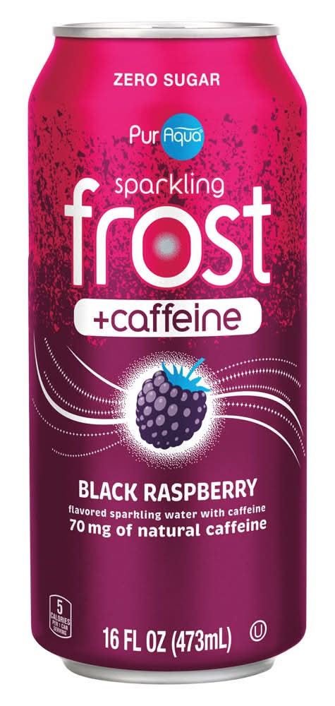 PurAqua Zero Sugar Frost +Caffeine Sparkling Water, Black Raspberry (16 fl oz)