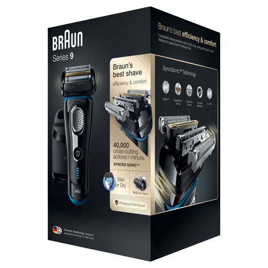 Braun Series 9 9280cc Wet&Dry Electric Shaver With Clean&Charge System,  Premium Black With Blue, Delivery Near You
