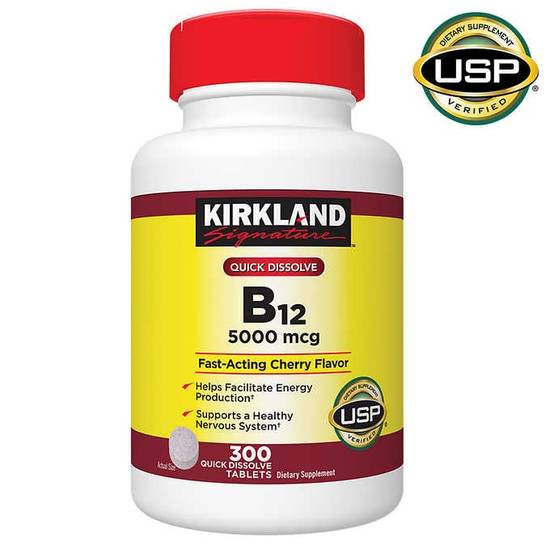 Kirkland Signature Vitamin B-12 5000 Mcg Quick Dissolve Tablets (300 ct)
