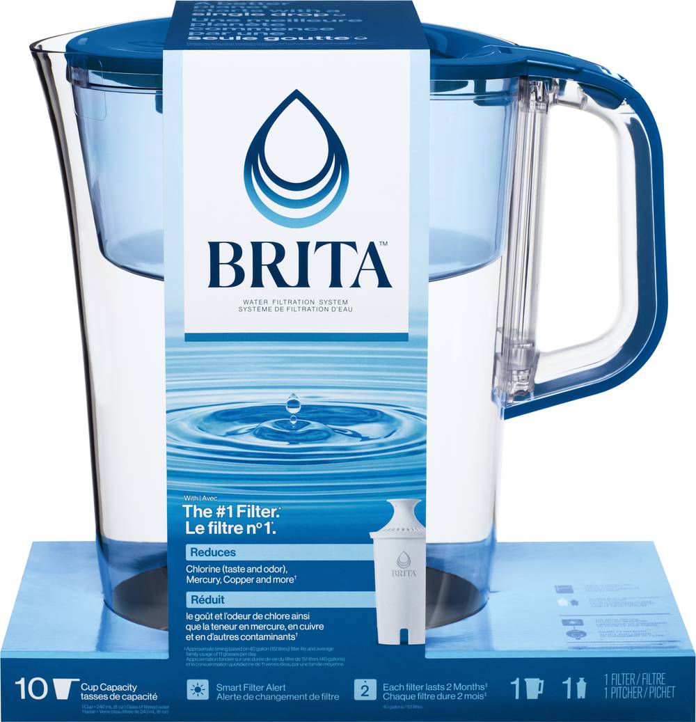 Brita Water Filter Pitcher With 1 Standard Filter, Blue