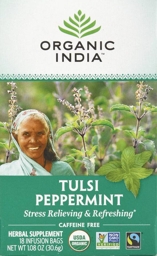 Organic India Tulsi Tea, Peppermint, Infusion Bags - 18 bags, 1.08 oz