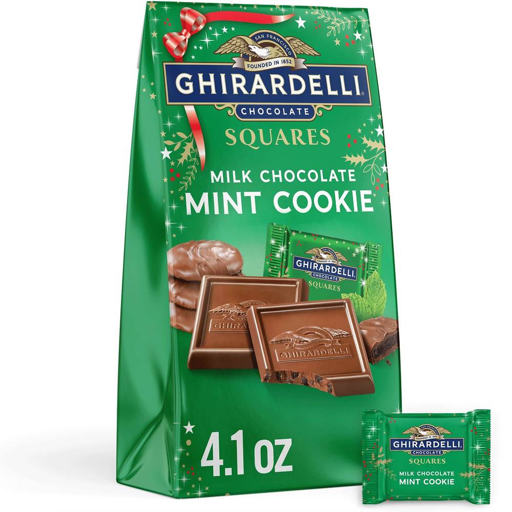 Ghirardelli, Milk Chocolate Mint Cookie Squares, 4.1 Oz