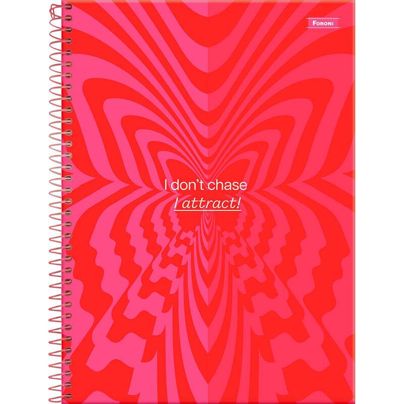 Foroni caderno universitário capa dura pink power (10 matérias)