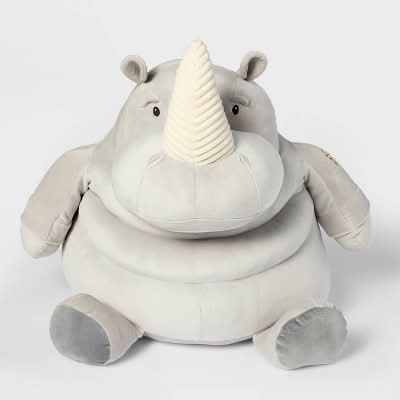 Gigglescape Rhino Stuffed Animal Toy, 21 in, Gray