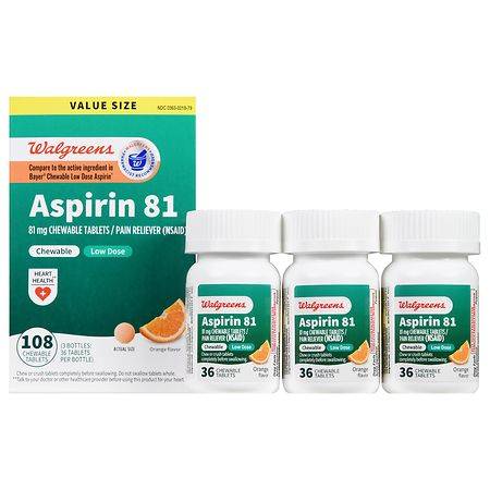 Walgreens Low Dose Aspirin 81 mg Chewable Tablets Orange