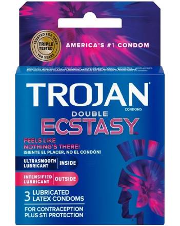 Trojan Double Ecstasy Latex Lubricated Condoms 1 box