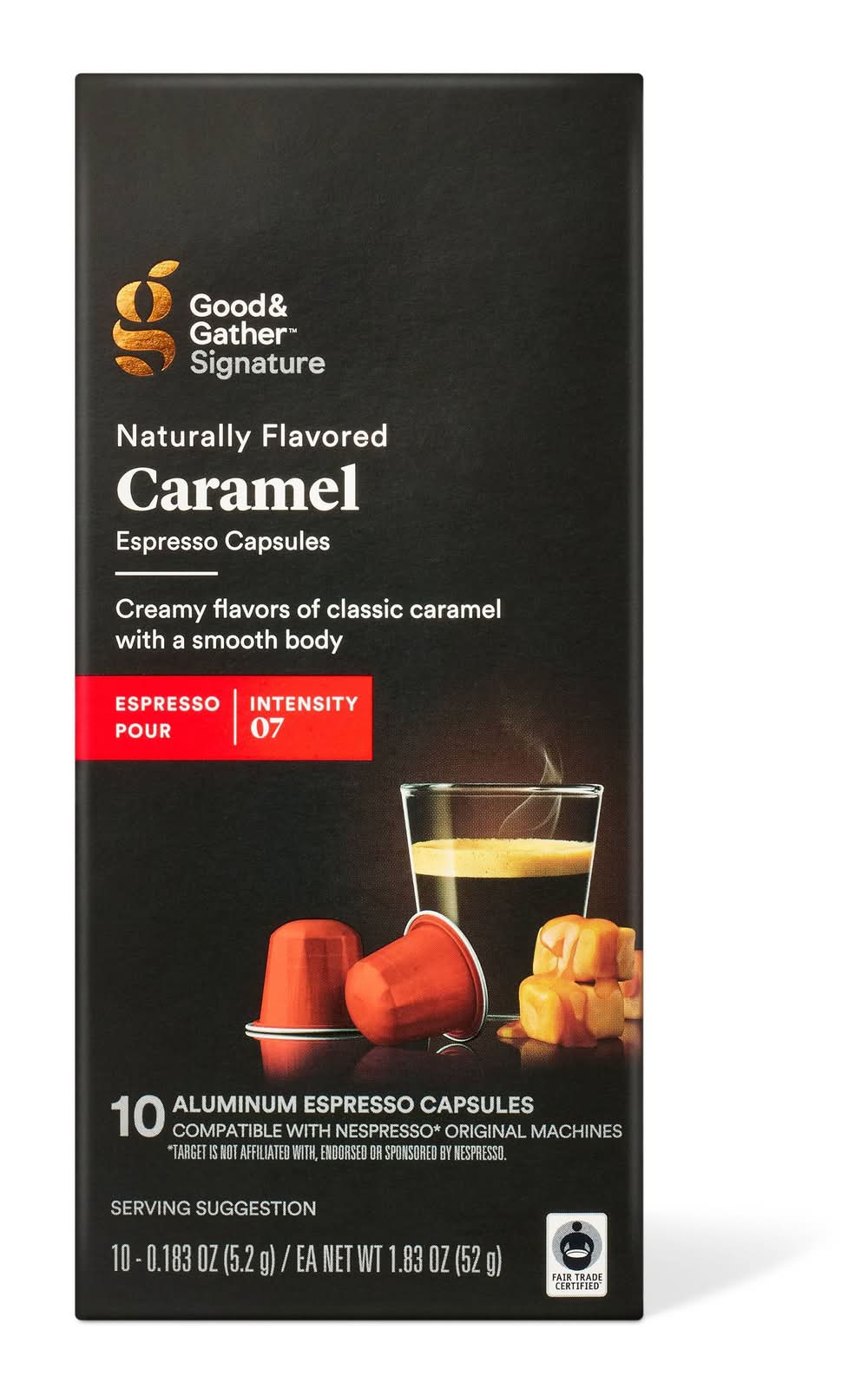 Good & Gather Intensity 07 Aluminium Espresso Capsules, Caramel (10 x 0.18 oz)