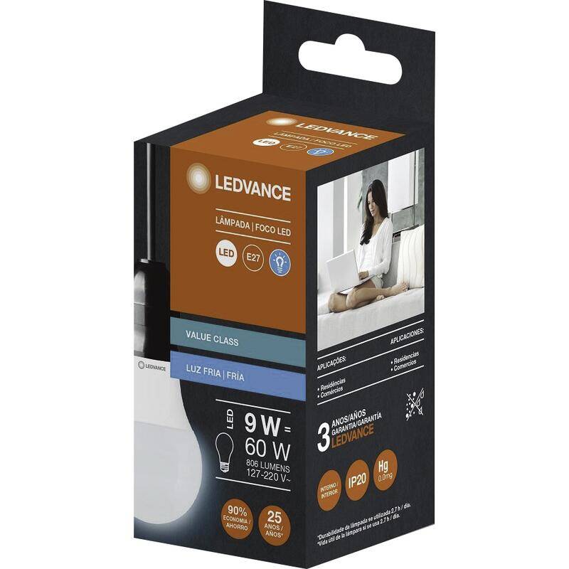 Ledvance lâmpada led bivolt luz fria 60w (1 un)