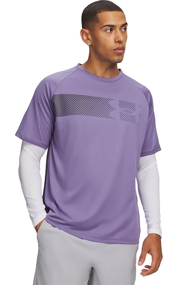 Under Armour Men's Tech Graphic Short Sleeve T-shirt, Dark Purple 01, Large