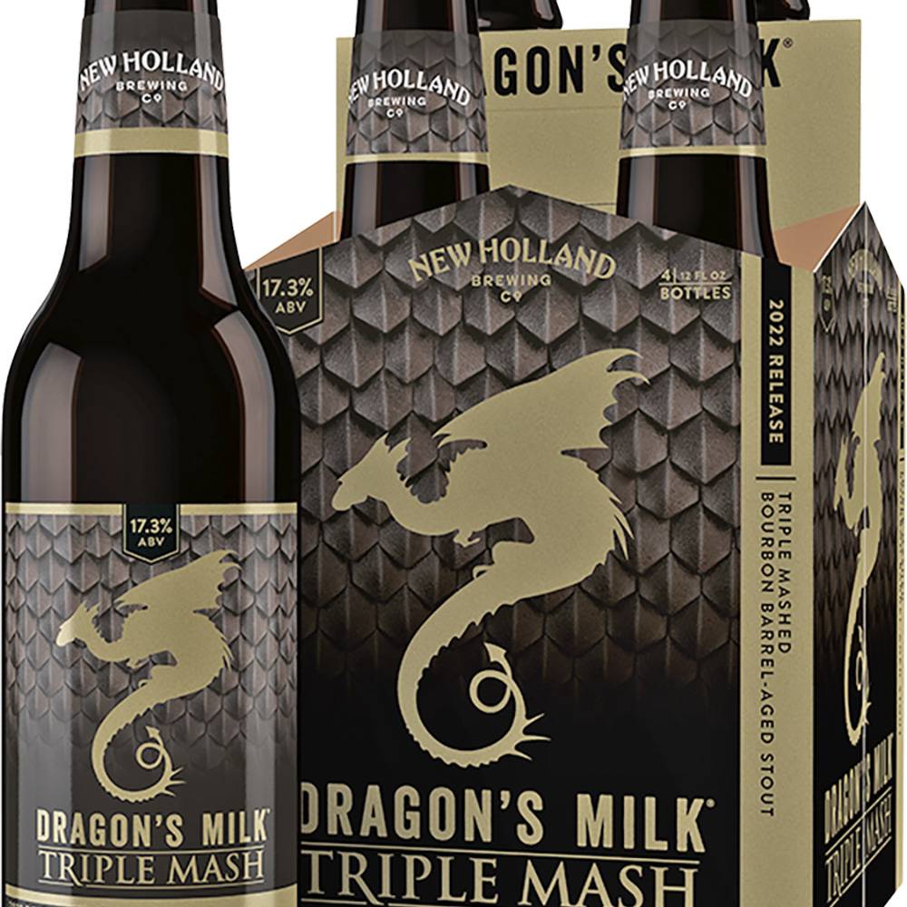 New Holland Brewing Co. Dragon's Milk Triple Mash Bourbon Barrel-Aged Stout Beer (4 ct, 12 fl oz) (chocolate-roasted malt-vanilla-oak)