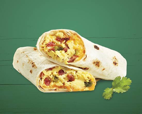 Green Chile Egg and Bacon Burrito